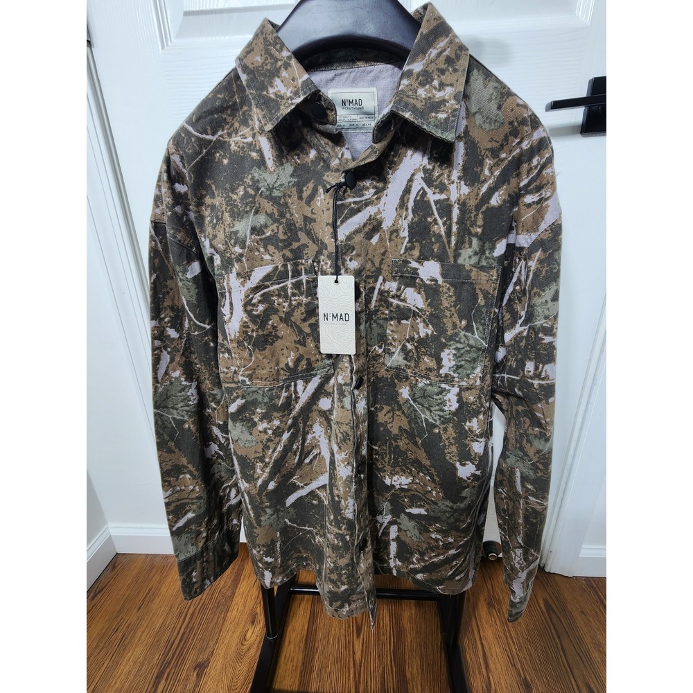 Nomad Craft+Flow Huff Tree Camo Canvas Shirt Jacket Grey Multi Mens XL New